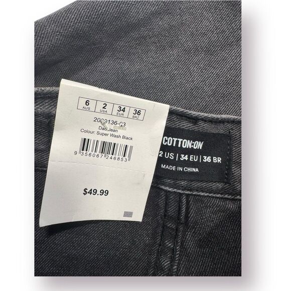 Cotton On Grey Womens Jeans Dad Jean Size 2 Mid Rise Straight Leg - Picture 5 of 7
